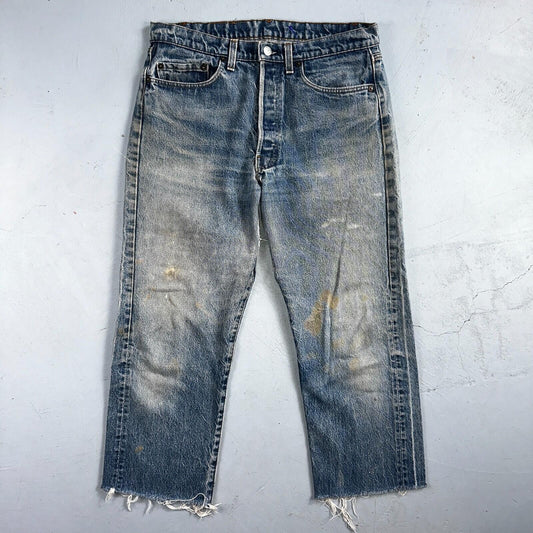 Levis 501 Vintage 80s USA XX Straight Leg Jeans Blue Light Wash Act 32x24 Capri