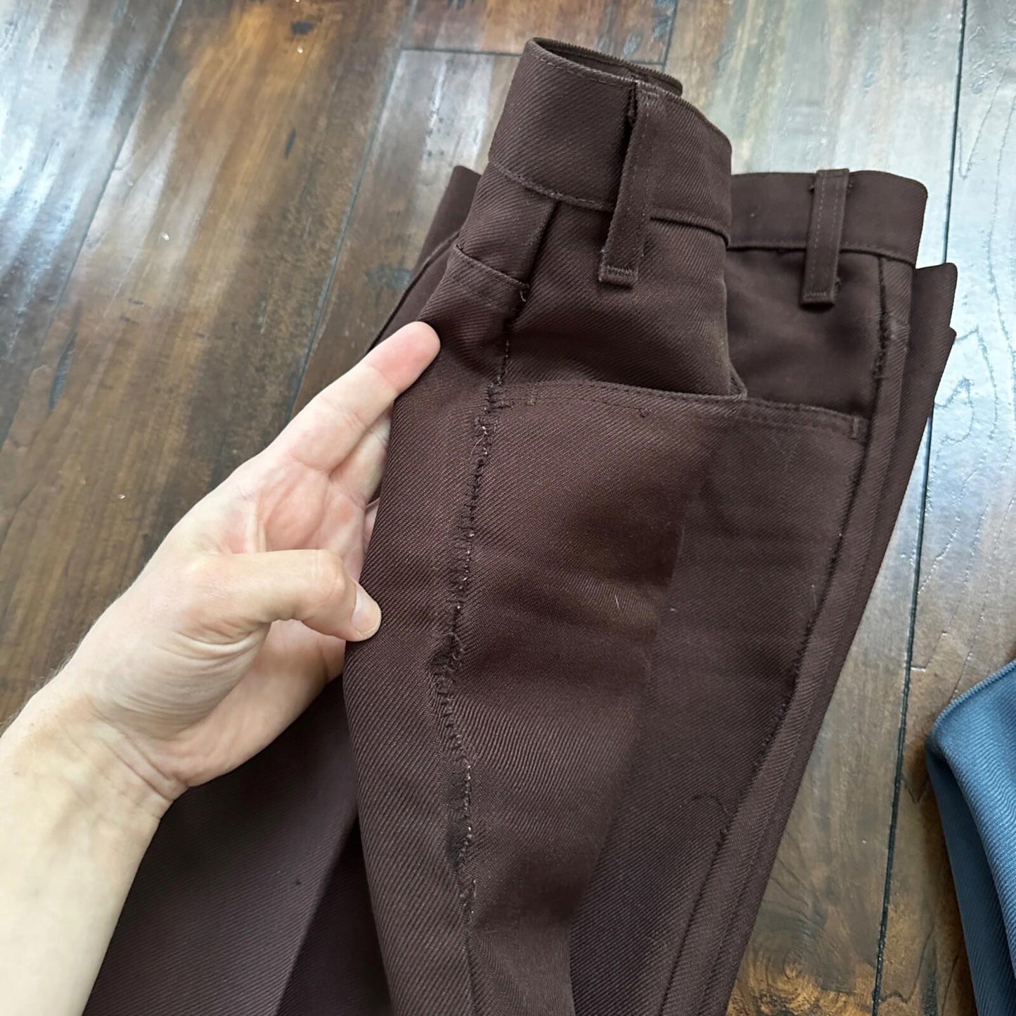 VTG Levis 517 Lot 2 Blue + Brown Polyester Pants Black Gold Tab 34x30 Act 32x28