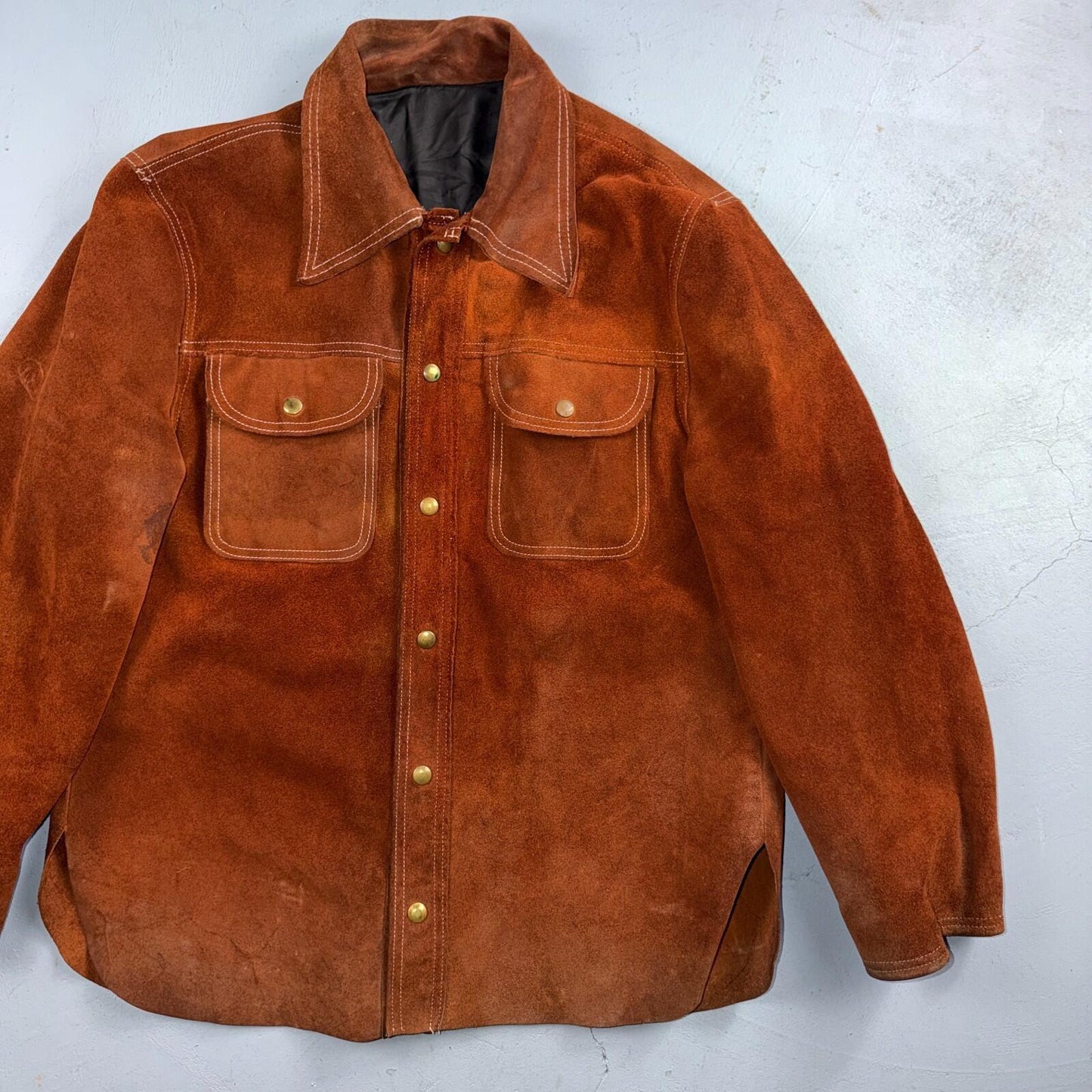 Buckboard Vintage Suede Leather Western Jacket Snap Buttons Men’s Size 44