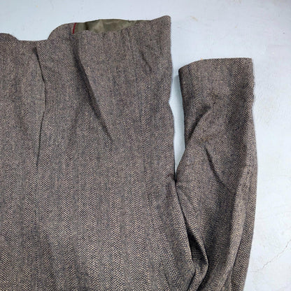 VTG Farah Wool Tweed Blazer Jacket Sport Suit Coat Gray Size 42L Herringbone