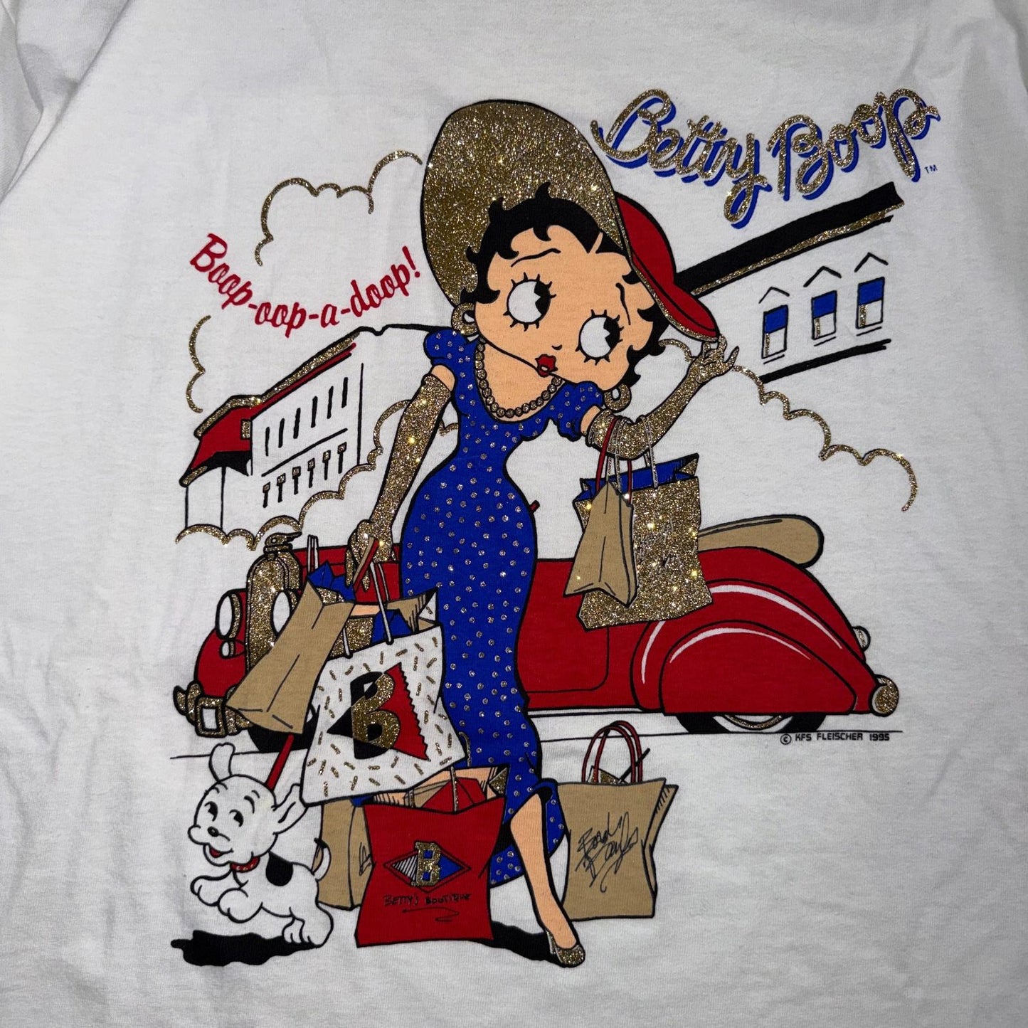 Betty Boop Vintage 1995 Glittered Shopping Fashion Glam T Shirt 90s Graphic