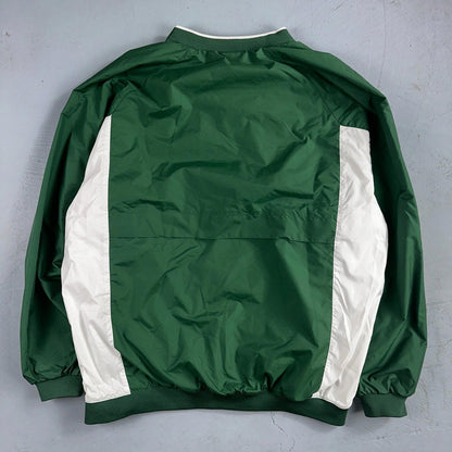 Vintage 90s Nike Men's Swoosh V-Neck Green Pullover Windbreaker XL Center Swoosh