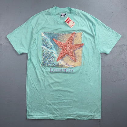 Lincoln City Hanes 1980s VTG T Shirt DS Starfish Ocean Aquarium Cool Oregon Bay