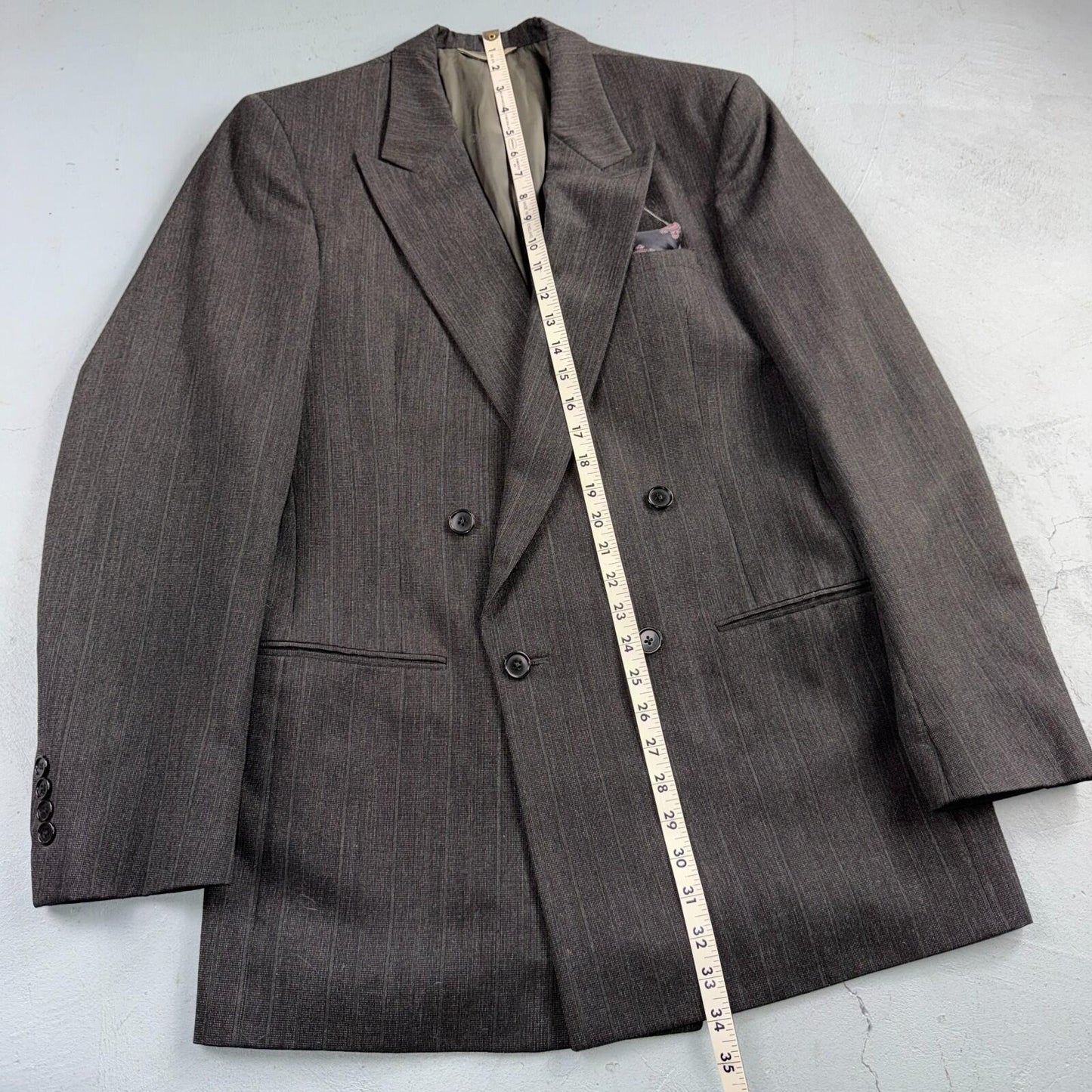 Christian Dior Blazer Mens 42 Gray Stripe Double Breasted Wool Sport Coat Suit