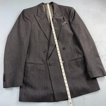 Christian Dior Blazer Mens 42 Gray Stripe Double Breasted Wool Sport Coat Suit