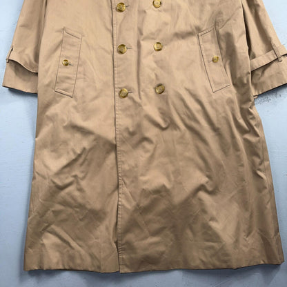 Burberry Mens 42L Trench Coat Jacket Camel Hair Double Breasted Wool Liner VTG