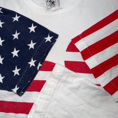Vintage Mickey Mouse Mickey & Co T Shirt USA American Flag All Over Print Tee