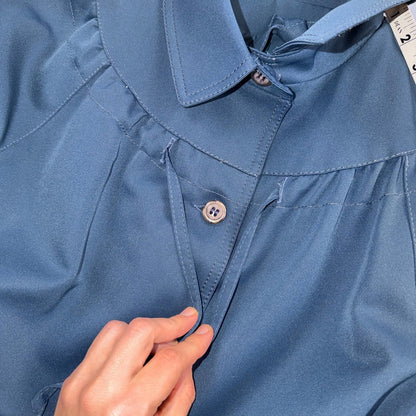 Forecaster of Boston Women's Rain Coat 14 Blue Polyester Trench Coat 1980s 80s