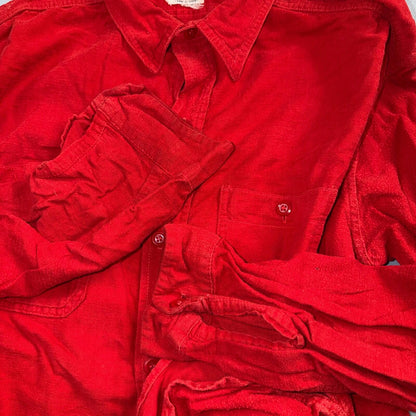 Vintage Winter King Cotton Flannel Shirt 40s 50s Sanforized Large Red Rockabilly