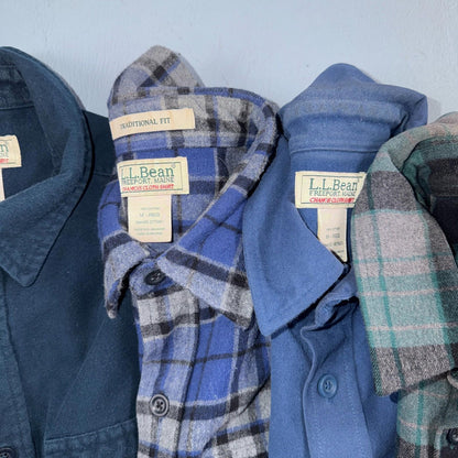 LL Bean Lot of 7 Mens M Shirts Chamois Cloth Flannel Pockets VTG Y2K Heavyweight