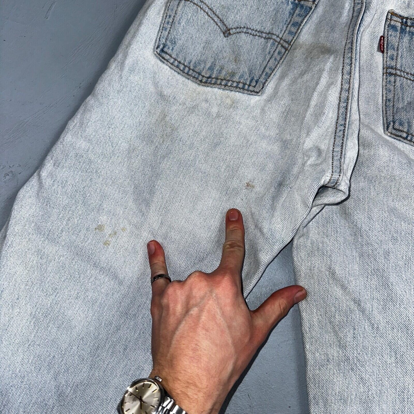 Levis 501 Vintage 90s USA XX Straight Leg Jeans Blue Light Wash 30x34 Act 28x29