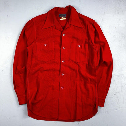 Pendleton 1930s VTG Wool Shirt Jacket Long Sleeve Red Basic Pink Buttons 30s 40s