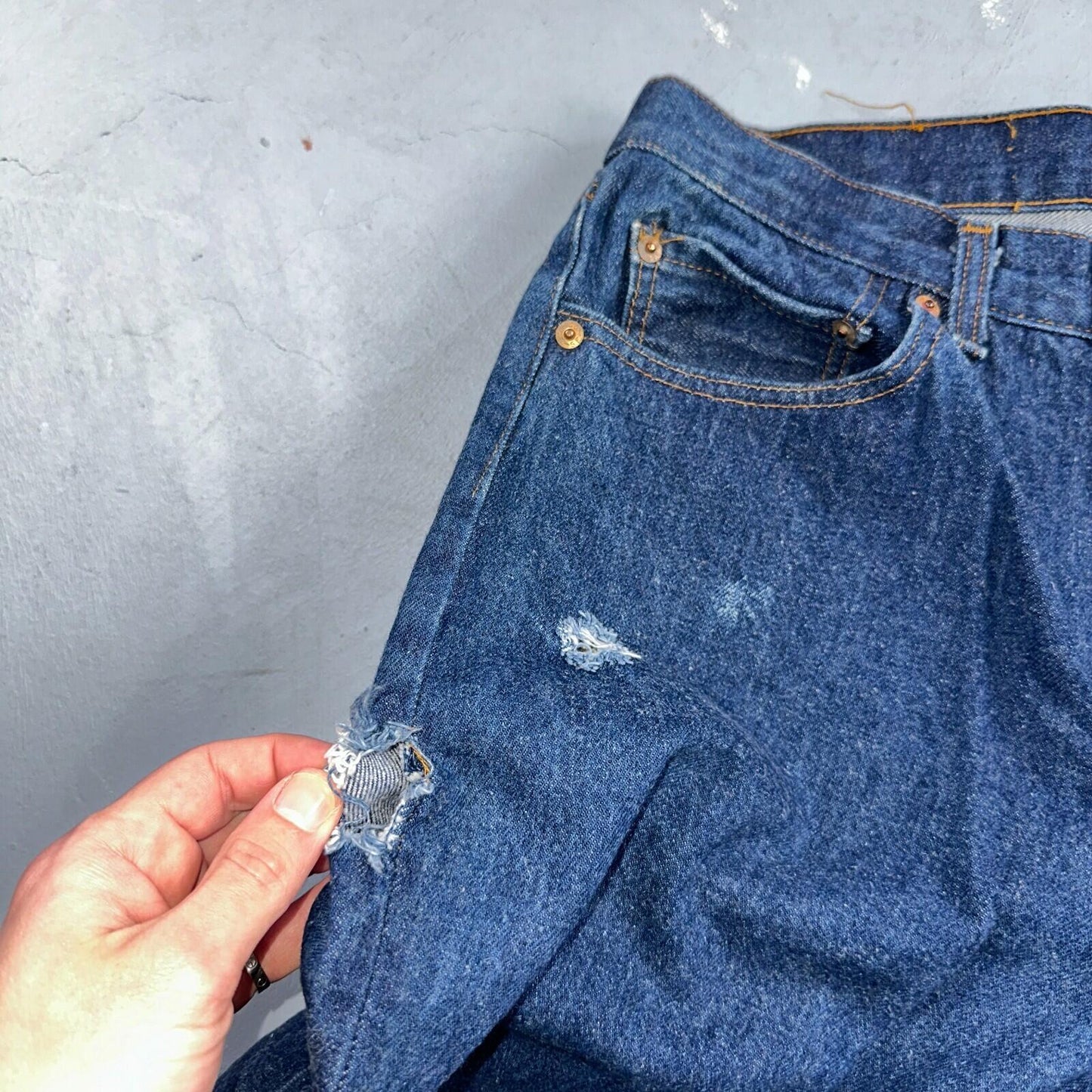 Levis 501 Vintage 80s USA XX Straight Leg Jeans Blue Dark Wash 34x34 Act 30x29