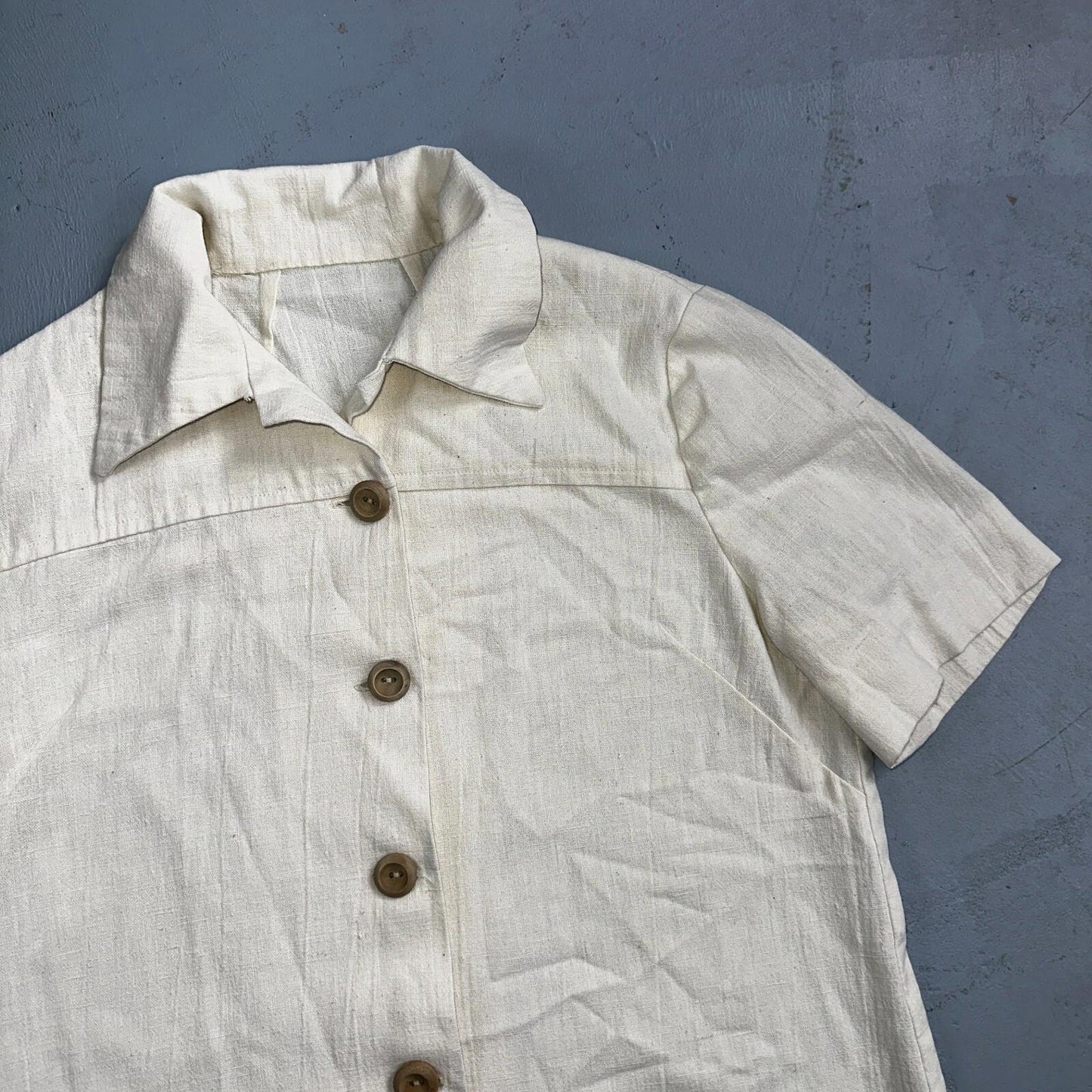Chore VTG Womens Button Front Blouse Shirt Crop Rockabilly Western 70s 80s