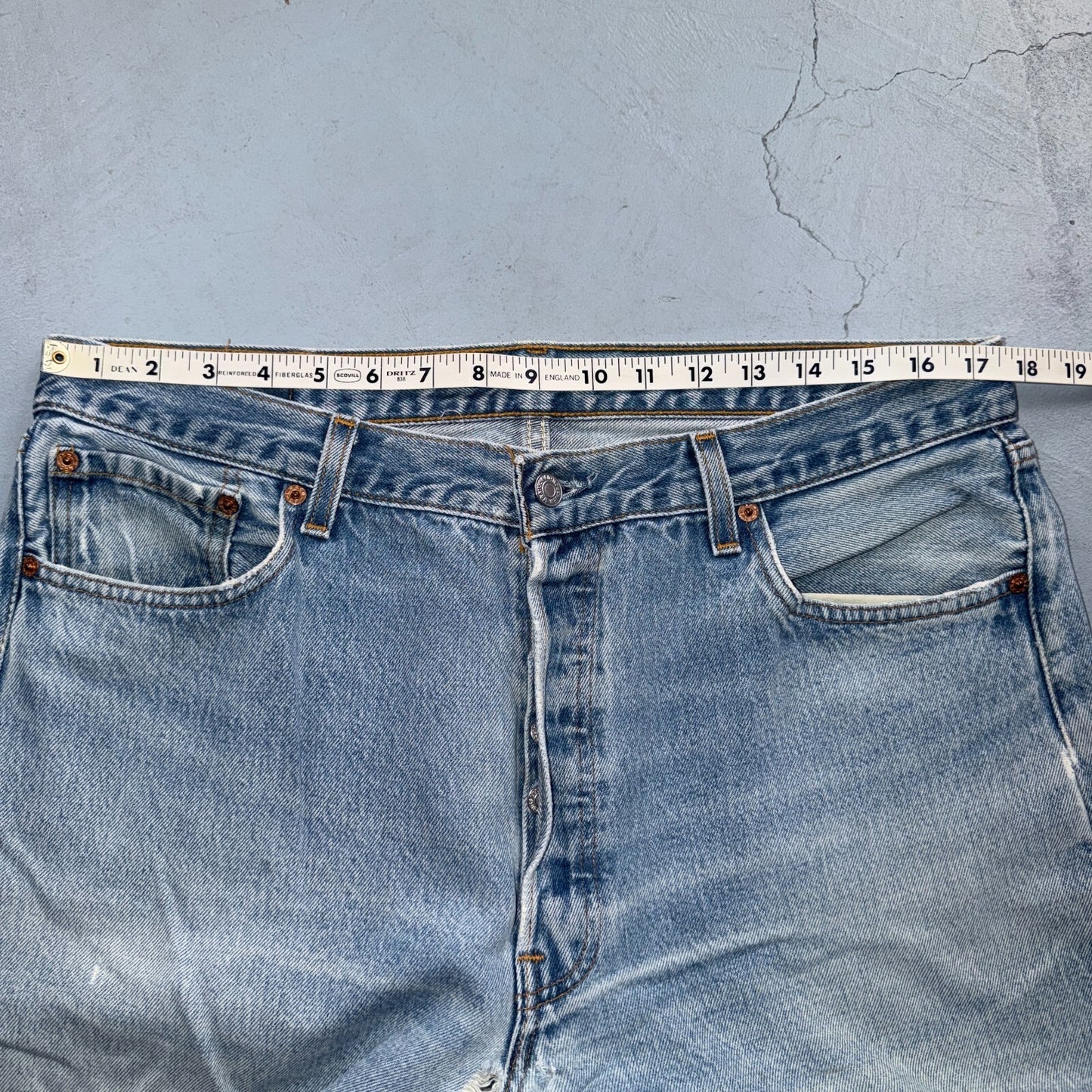 Levis 501 Vintage 90s USA XX Straight Leg Jeans Blue Light Wash 38x38 Act 35x34