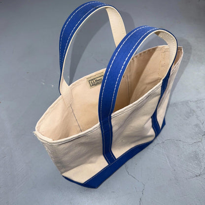 VTG LL Bean Boat & Tote Small Canvas Bag Navy Blue Freeport Maine 17x11x6