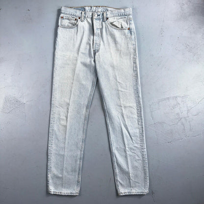 Levis 501 Vintage 90s USA XX Straight Leg Jeans Blue Light Wash 33x34 Act 31x32