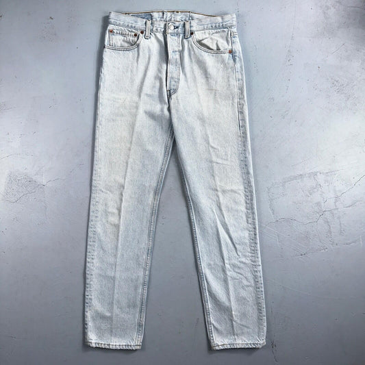 Levis 501 Vintage 90s USA XX Straight Leg Jeans Blue Light Wash 33x34 Act 31x32
