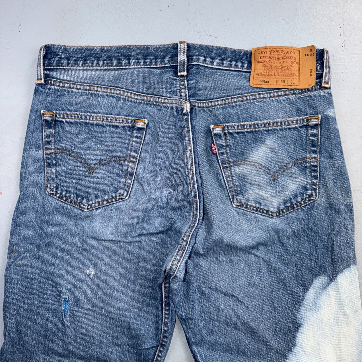Levis 501 Vintage 90s USA XX Straight Leg Jeans Blue Light Wash 38x31 Act 35x28