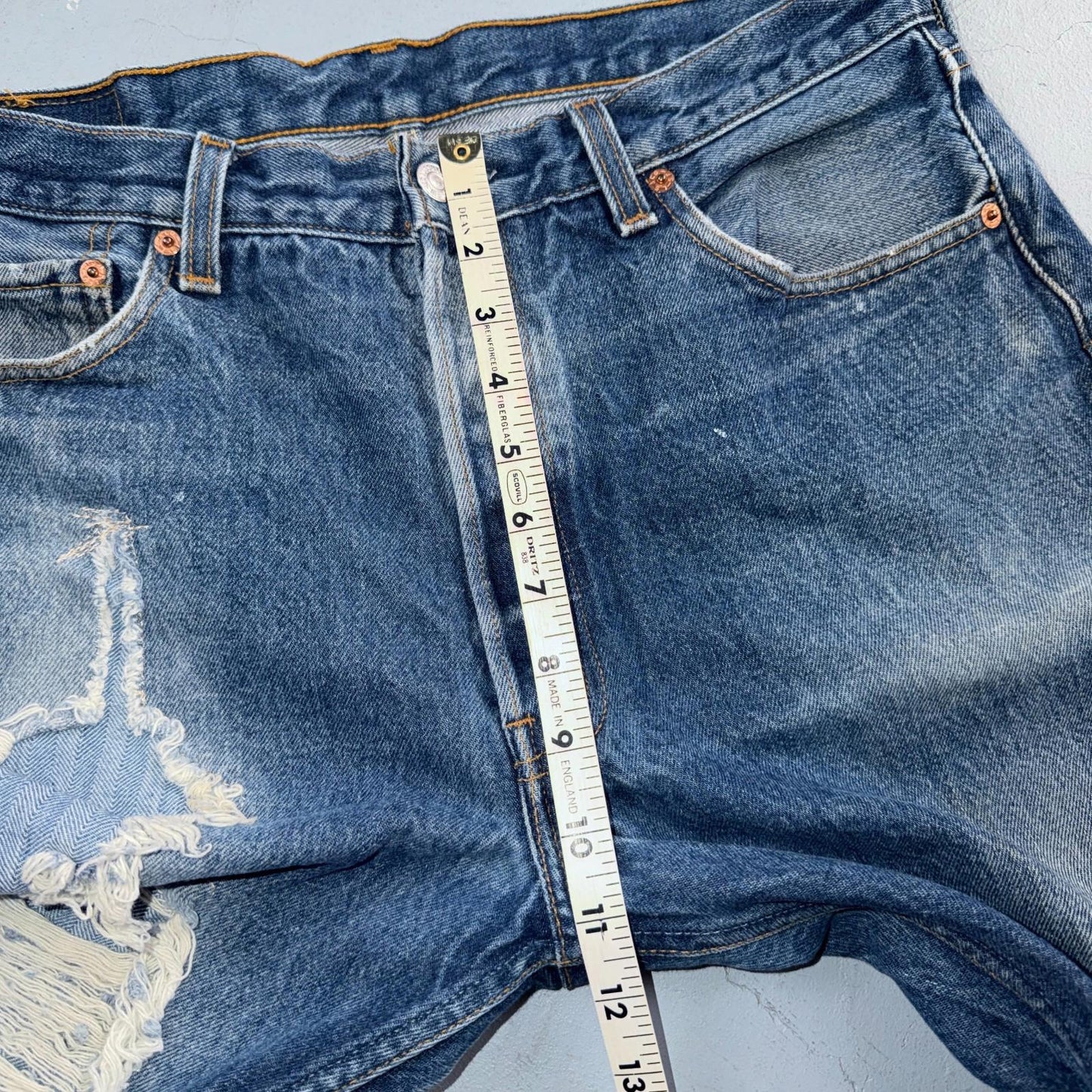 Levis 501 Vintage 90s USA XX Straight Leg Jeans Blue Thrashed 35x36 Act 33x32