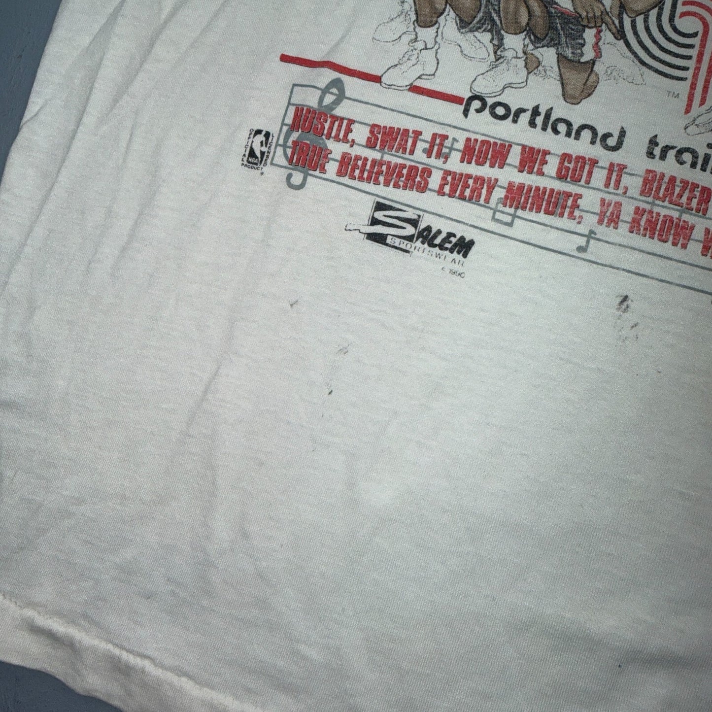 VTG 1990 NBA Playoffs Portland Trailblazers Caricature Salem Shirt T-Shirt Sz XL