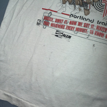 VTG 1990 NBA Playoffs Portland Trailblazers Caricature Salem Shirt T-Shirt Sz XL