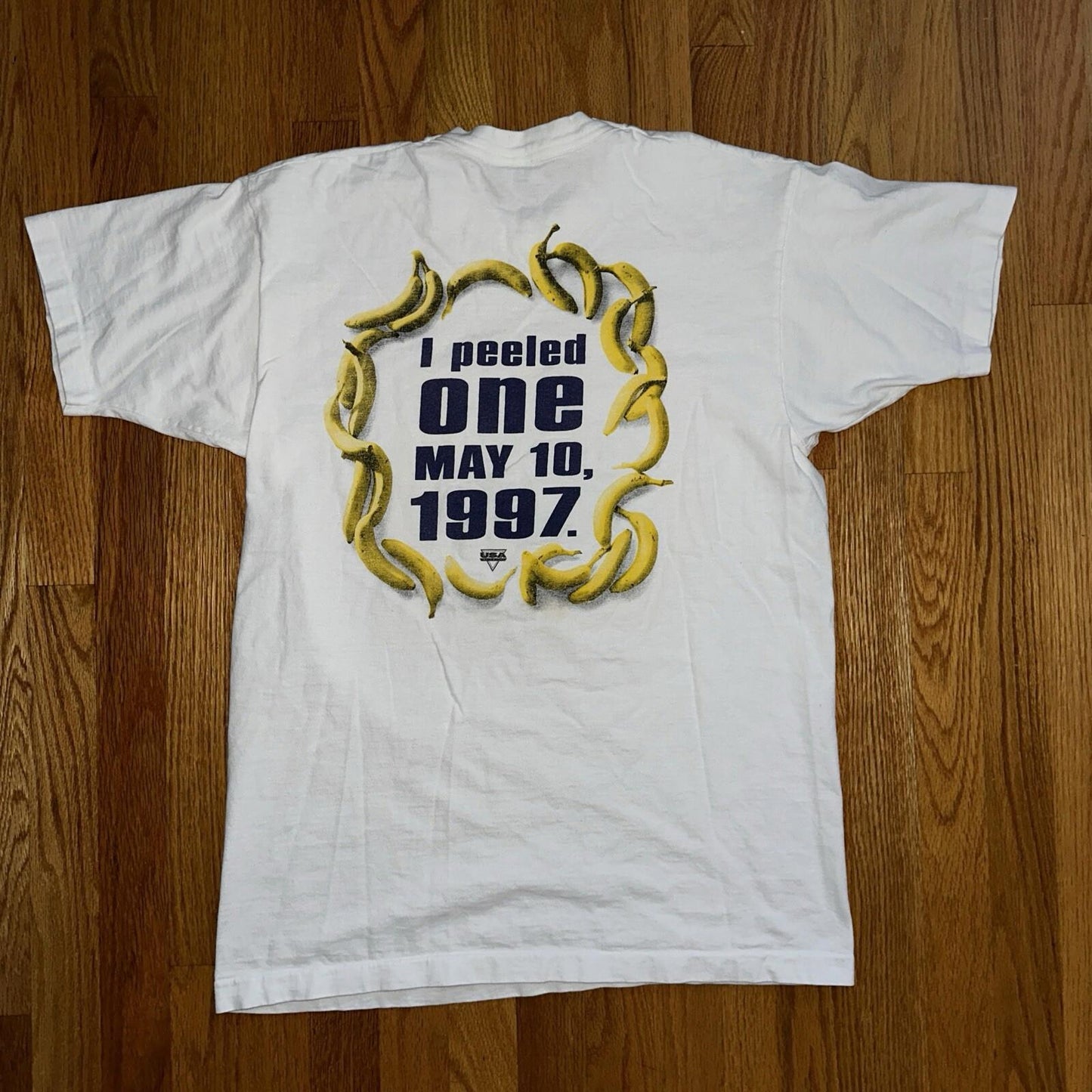 USA Track Field Funny Bananas VTG T Shirt 90s Single Stitch 25K Quote Fruit Joke
