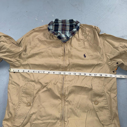 Polo Ralph Lauren Vintage Reversible Plaid Tan Jacket Coat Cotton M Rare 90s