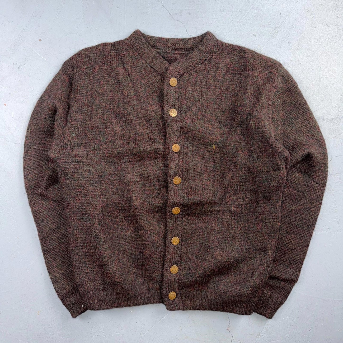 VTG 60s Kid Mohair Cardigan Sweater Medium Cobain Shaggy Wool Rockabilly 1960s