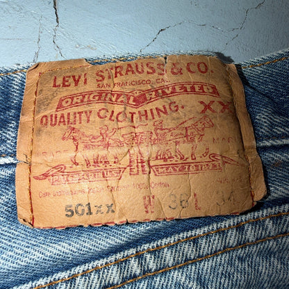 Levis 501 Vintage 90s Y2K XX Straight Leg Jeans Blue Light Wash 36x34 Act 34x29