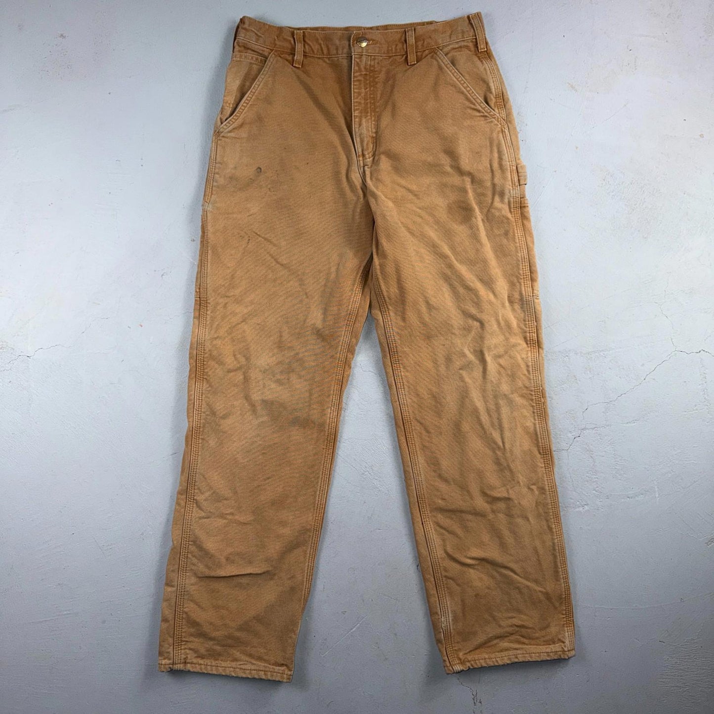 Carhartt Carpenter Pants Duck Canvas Flannel Lined B111 BRN Workwear Men 32x32