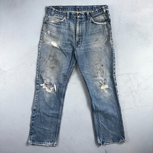 Levis 517 Vintage 80s USA Orange Tab Bootcut Flare Blue Worn Jeans Act 34x27