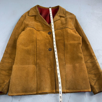 1940s 1950s VTG Brown Suede Jacket Leather Distressed Rockabilly Ricky Chore