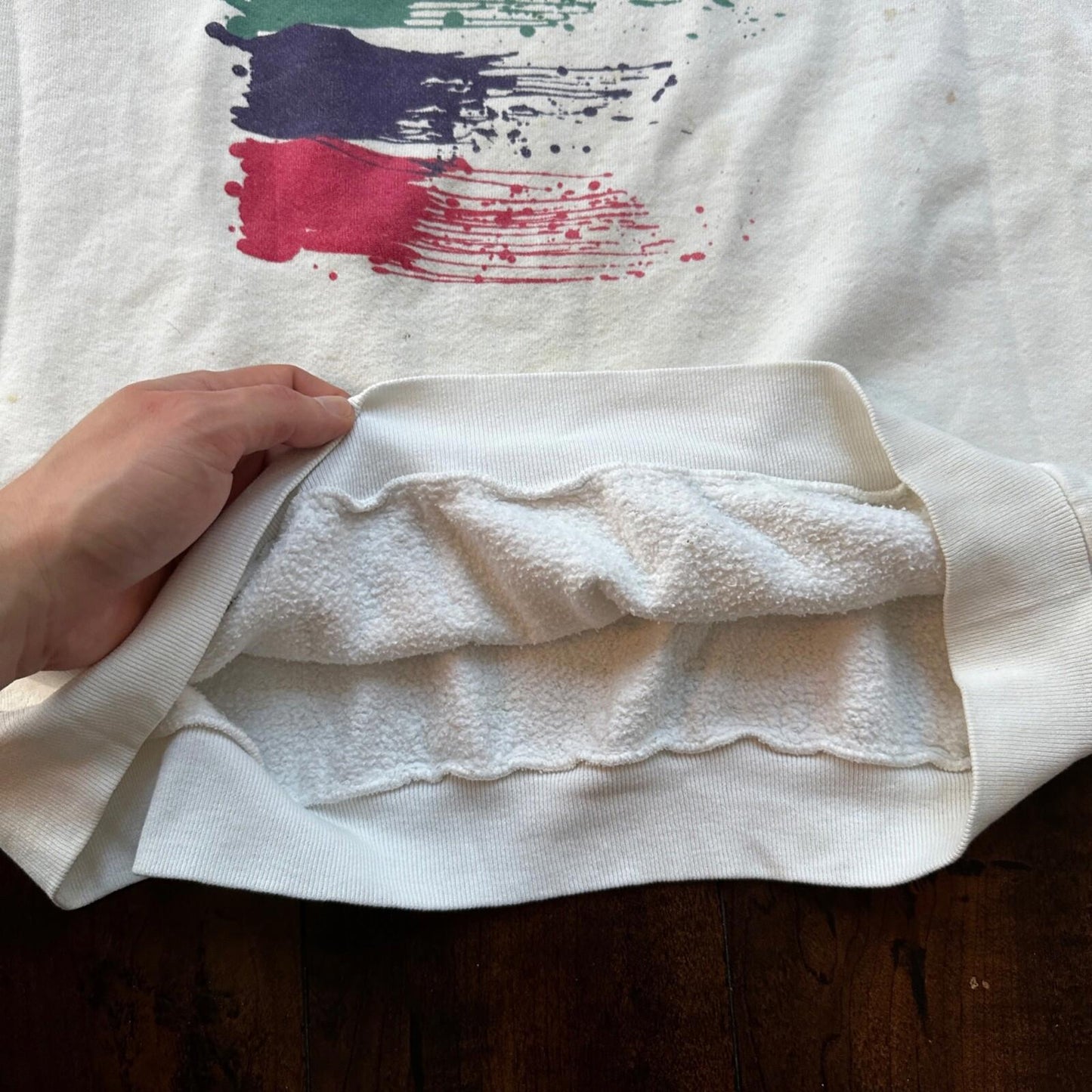 VTG Anaheim Crewneck Sweatshirt 1980s Post Op Hospital Paint Splatter Graphic