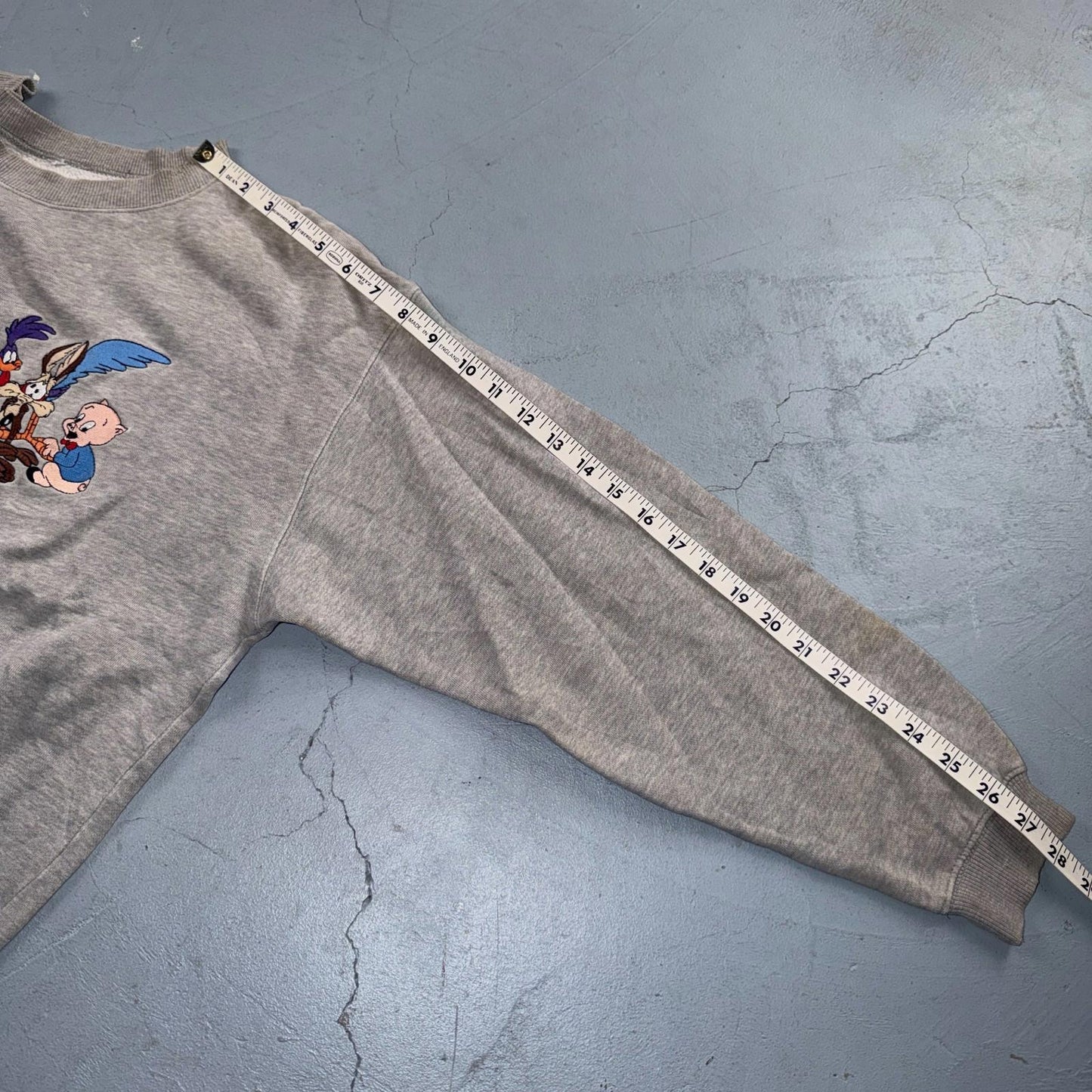 1990s Rare Vintage Acme Looney Tunes Central Logo Sweatshirt Crewneck Stained