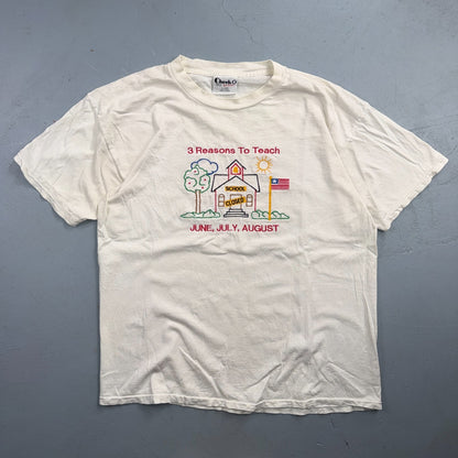 VTG 90s Reasons To Teach June July August Funny Teacher T Shirt USA University
