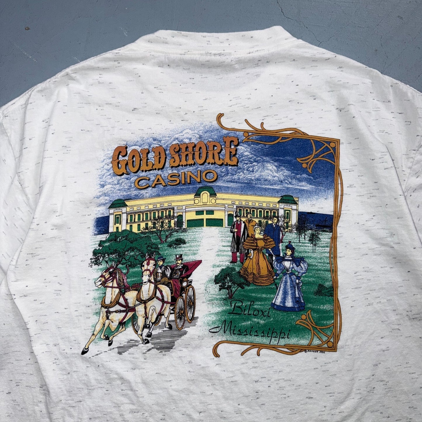 VTG Gold Shore Casino Biloxi Mississippi T Shirt Gambling Graphic Tee Art 90s