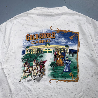 VTG Gold Shore Casino Biloxi Mississippi T Shirt Gambling Graphic Tee Art 90s