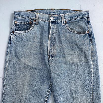 Levis 501 Vintage 90s Mexico Straight Leg Jeans 34x34 Y2K Light Wash Act 31x30