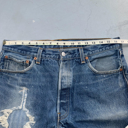 Levis 501 Vintage 90s USA XX Straight Leg Jeans Blue Thrashed 35x36 Act 33x32