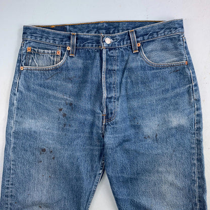 Levis 501 Vintage 90s USA XX Straight Leg Jeans Blue Med Wash 36x34 Act 33x30
