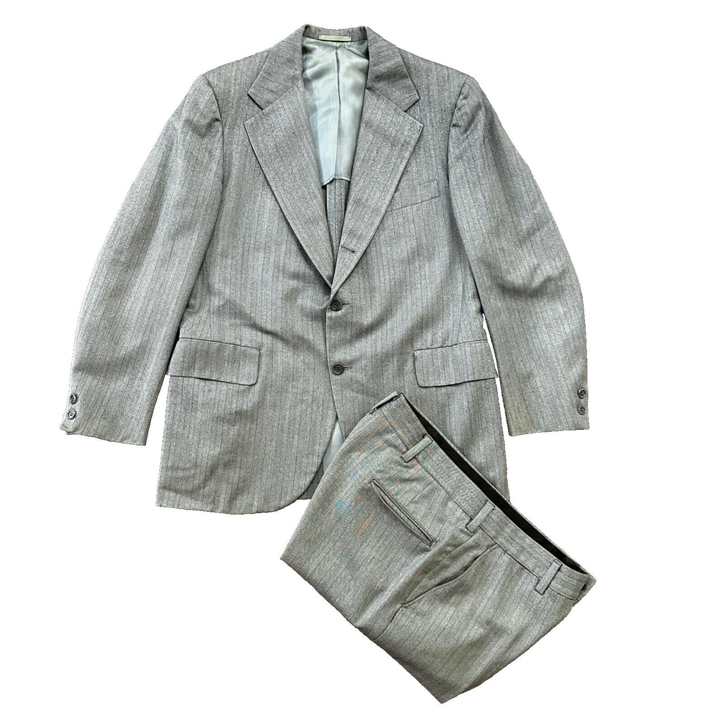 1960s 1970s Brown Striped Sport Jacket VTG Mens Suit 41 33x27 Rockabilly Wool