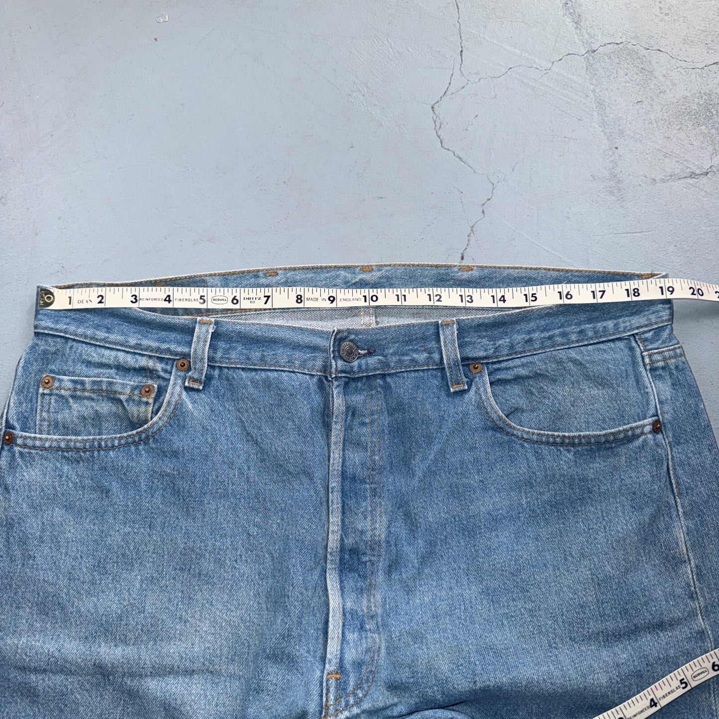 Levis 501 Vintage 80s USA XX Straight Leg Jeans Blue Light Wash 40x33 Act 38x29
