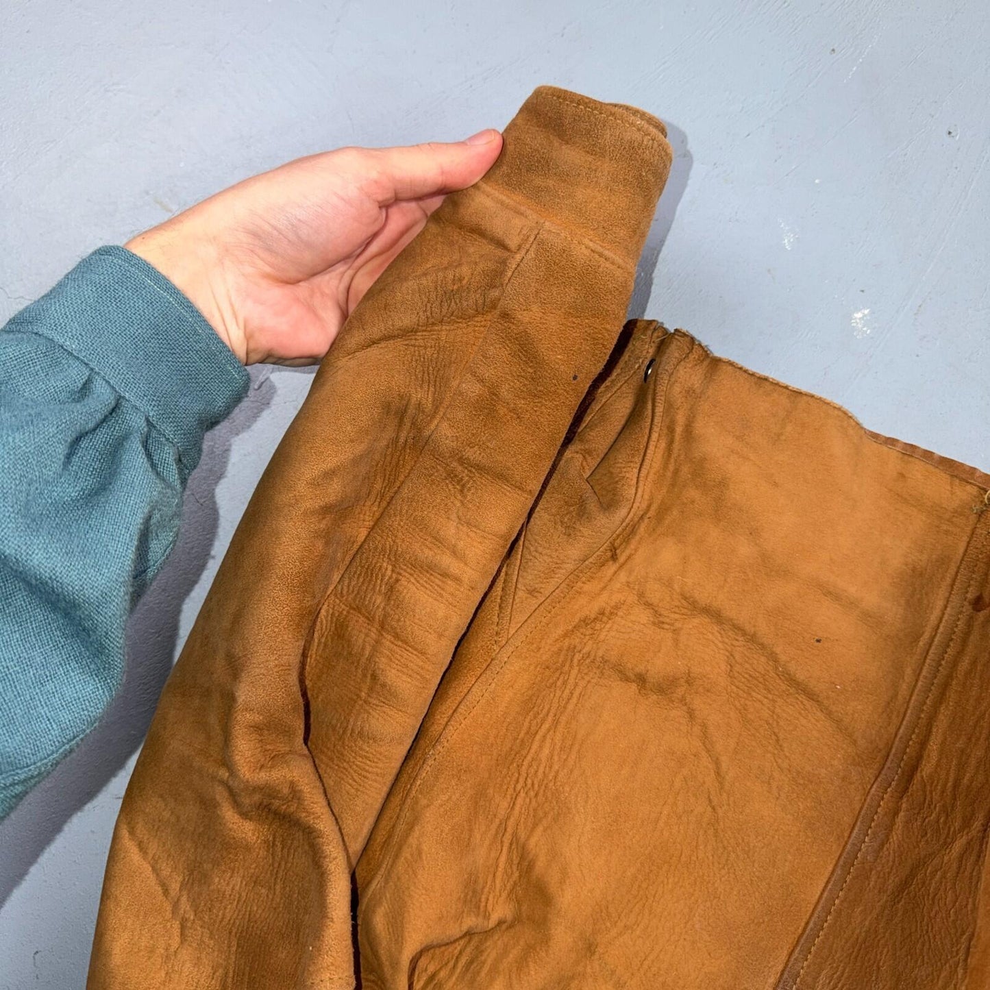 VTG 1940s Union Suede Pullover Leather Lace Up Cowboy Rockabilly Rodeo 40s Shirt