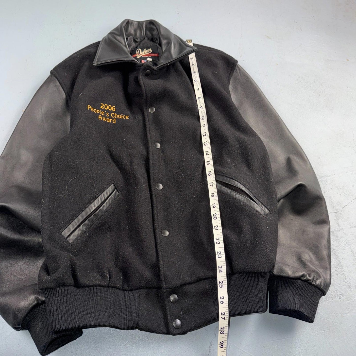 VTG Dehen Varsity Letterman Jacket Size Large Wool Leather Detroit Oregon Cars