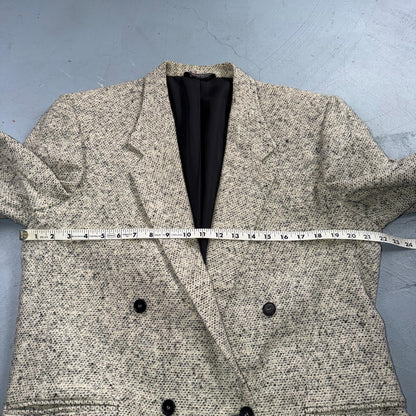 Vintage Blazer Shryocks Double Breast Mens 42 Wool Tweed Sport Suit Coat 80s