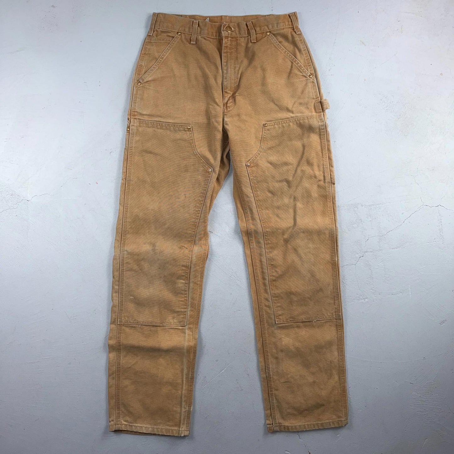 Carhartt VTG Double Knee Carpenter Pants B01 USA BRN Brown 32x34 Thrashed 30x33