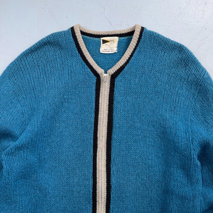 VTG Allen A 100% 2-Ply Shetland Wool Cardigan Sweater Rockabilly 60s 1960s Zip