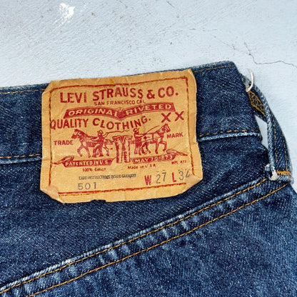 Levis 501 Vintage 80s Redline Selvedge USA XX Jeans Dark Wash 27x34 Act 25x31
