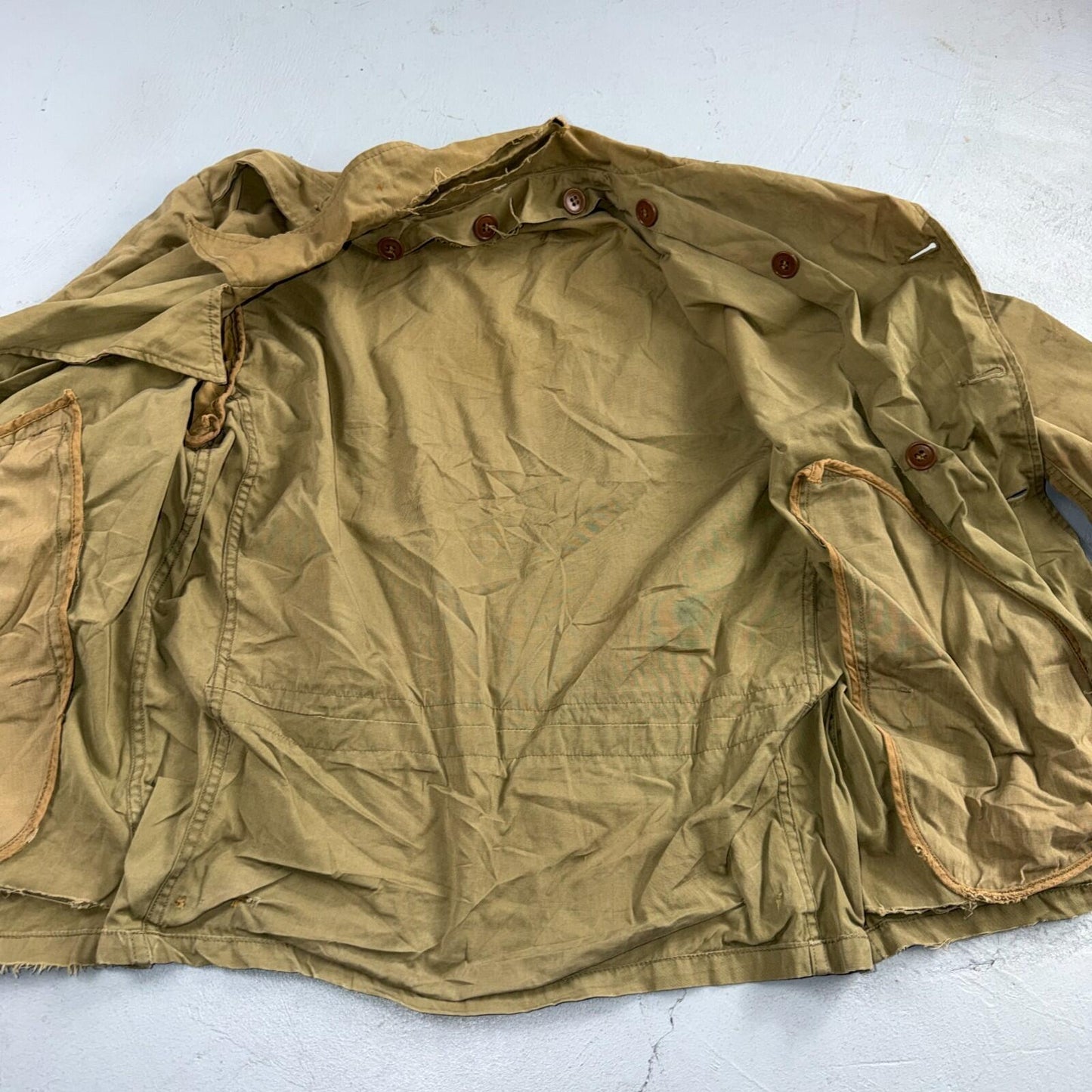 WW2 M41 Army Field Jacket Military 1940s WWII M-1941 Civilian? Unlined Rips